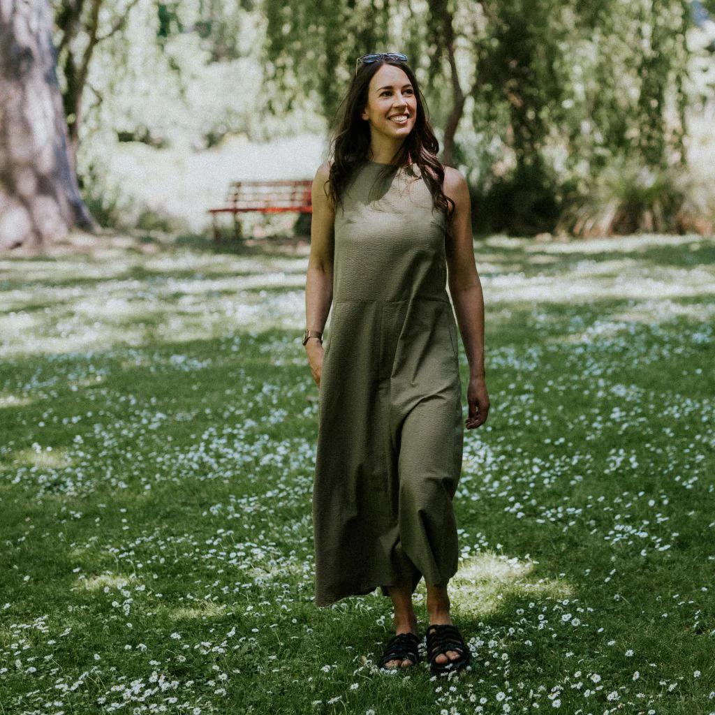 Anna Women's Drop Waist Dress | Bonsai Green - Image 3