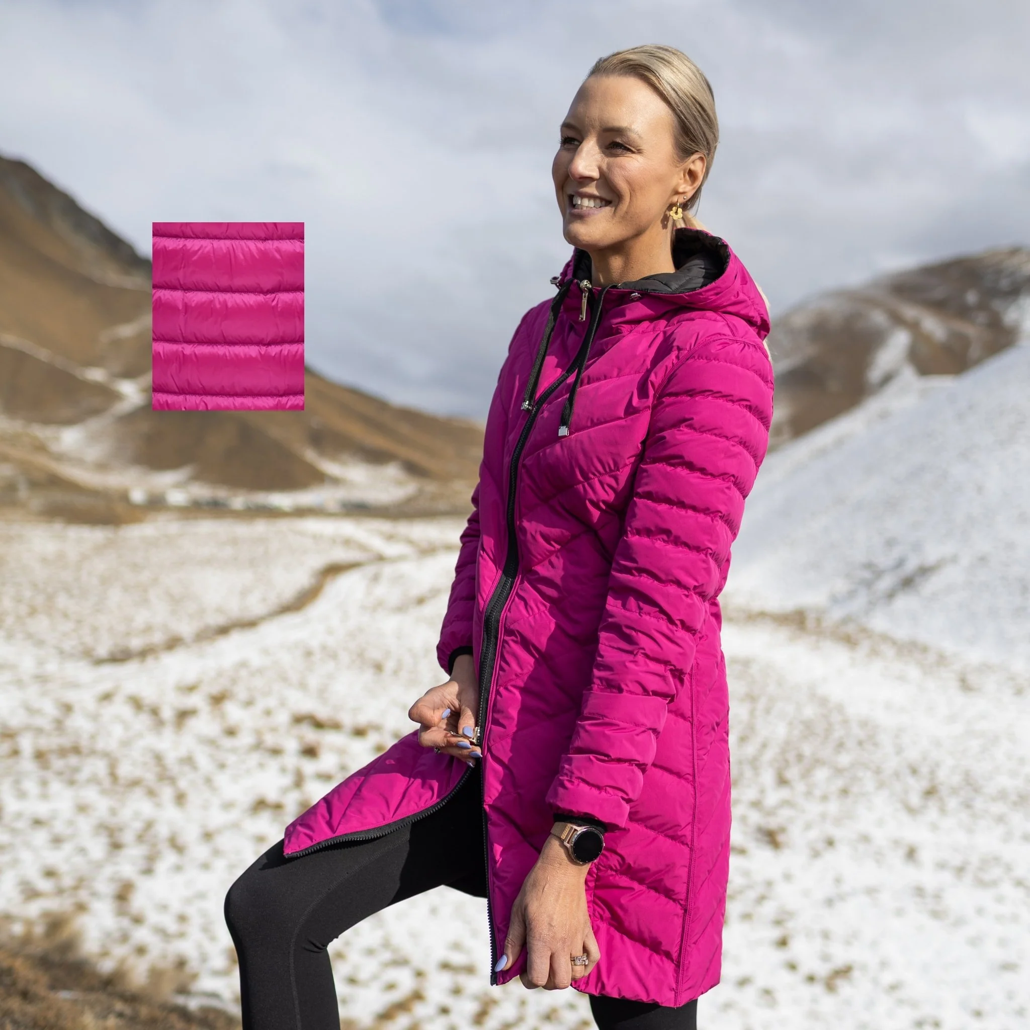 Arnie Reversible Puffer Down Coat - Black/Rose Violet - Image 3