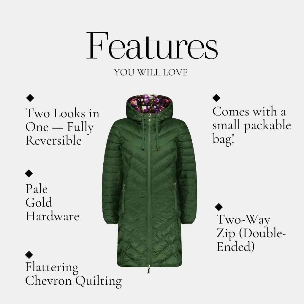 Arnie Women's 90/10 Reversible Down Coat - Cypress/Purple Fleur - Image 3