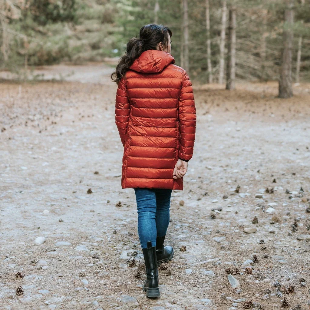 Arnie Women's Reversible 90/10 Down Coat - Black / Intense Rust - Image 5