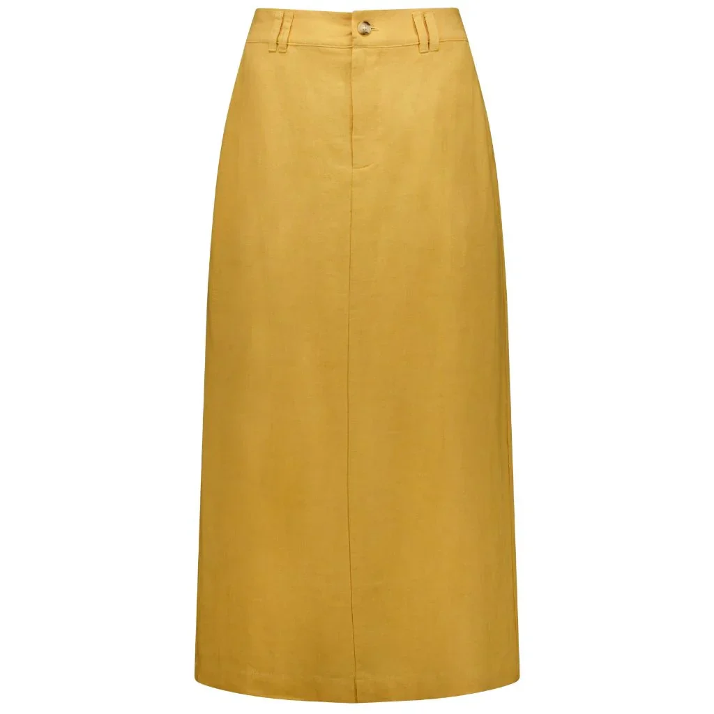 Becky Women's Linen Skirt - Biscuit