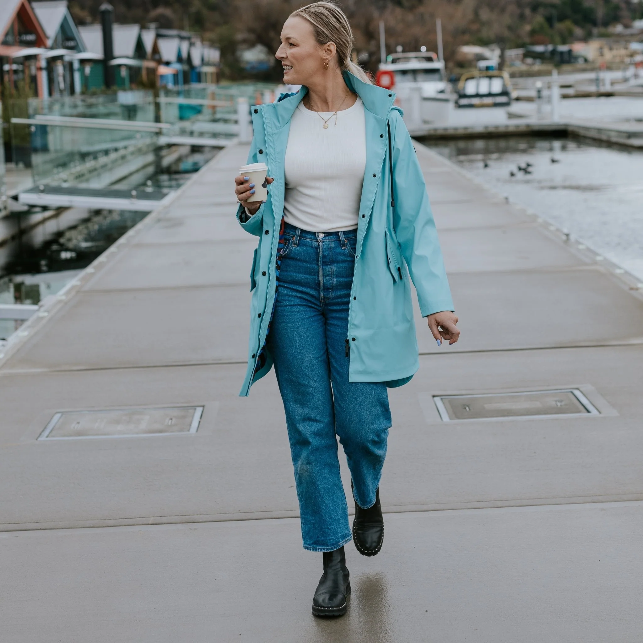 Billie Raincoat - Aqua/Evie Aqua Trails - Image 7