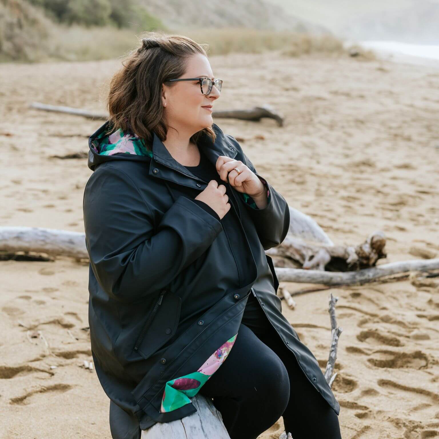Billie Raincoat - Black/Evie Marble - Image 8