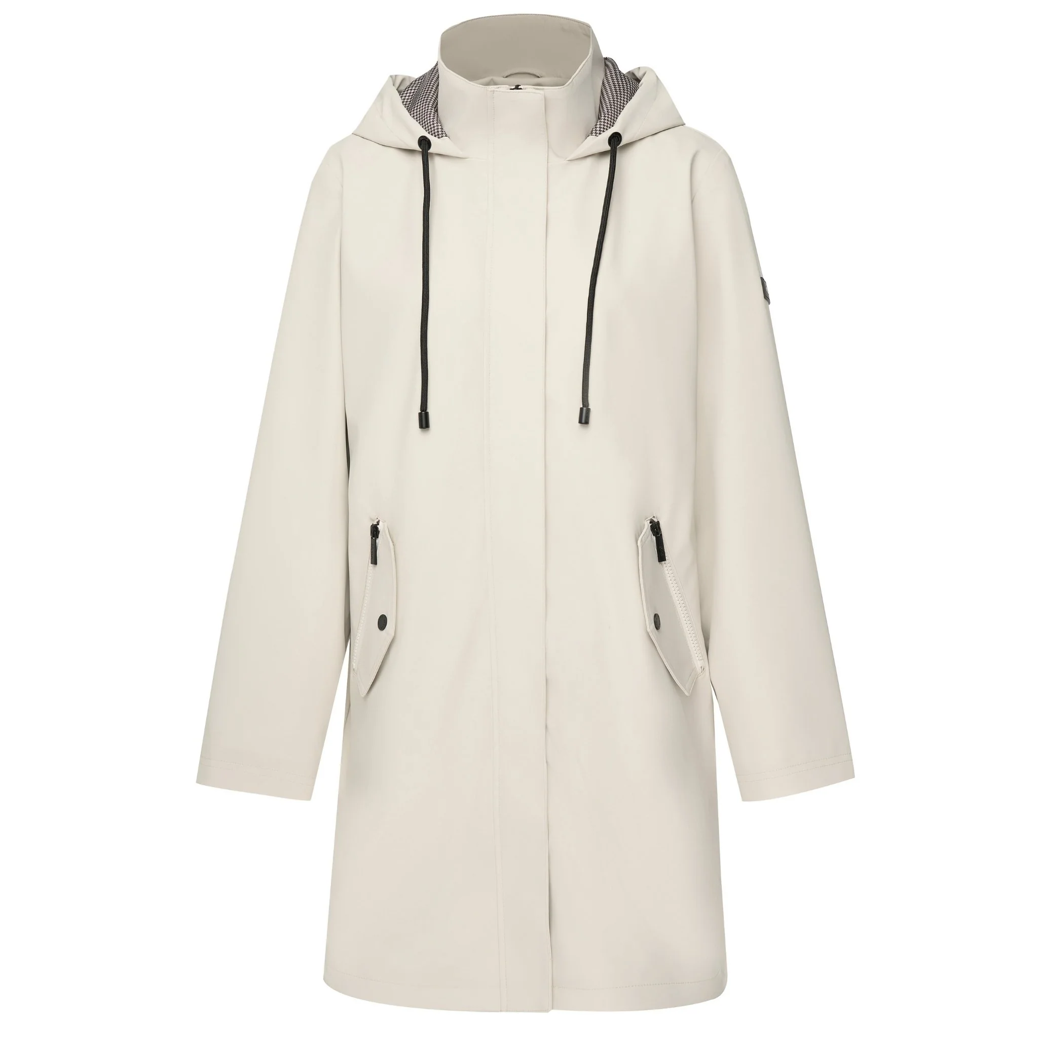 Billie Raincoat - Cream/Choc Houndstooth