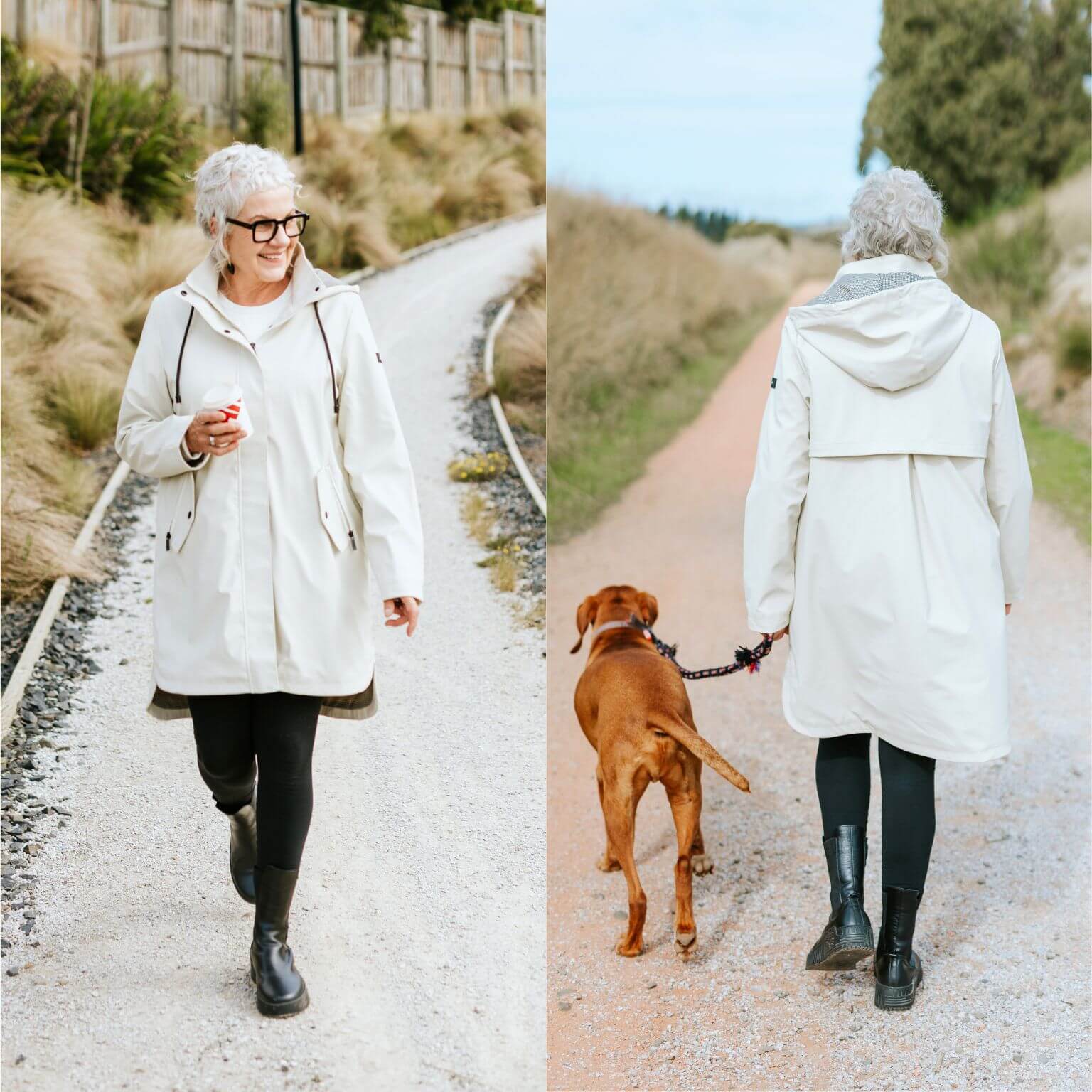 Billie Raincoat - Cream/Choc Houndstooth - Image 5