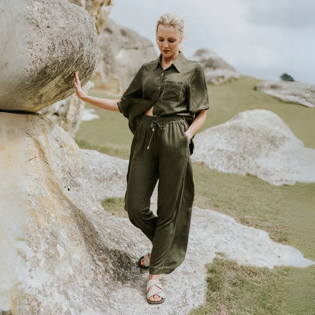 Bowie Women's Viscose Blend Pants - Bonsai Green - Image 5
