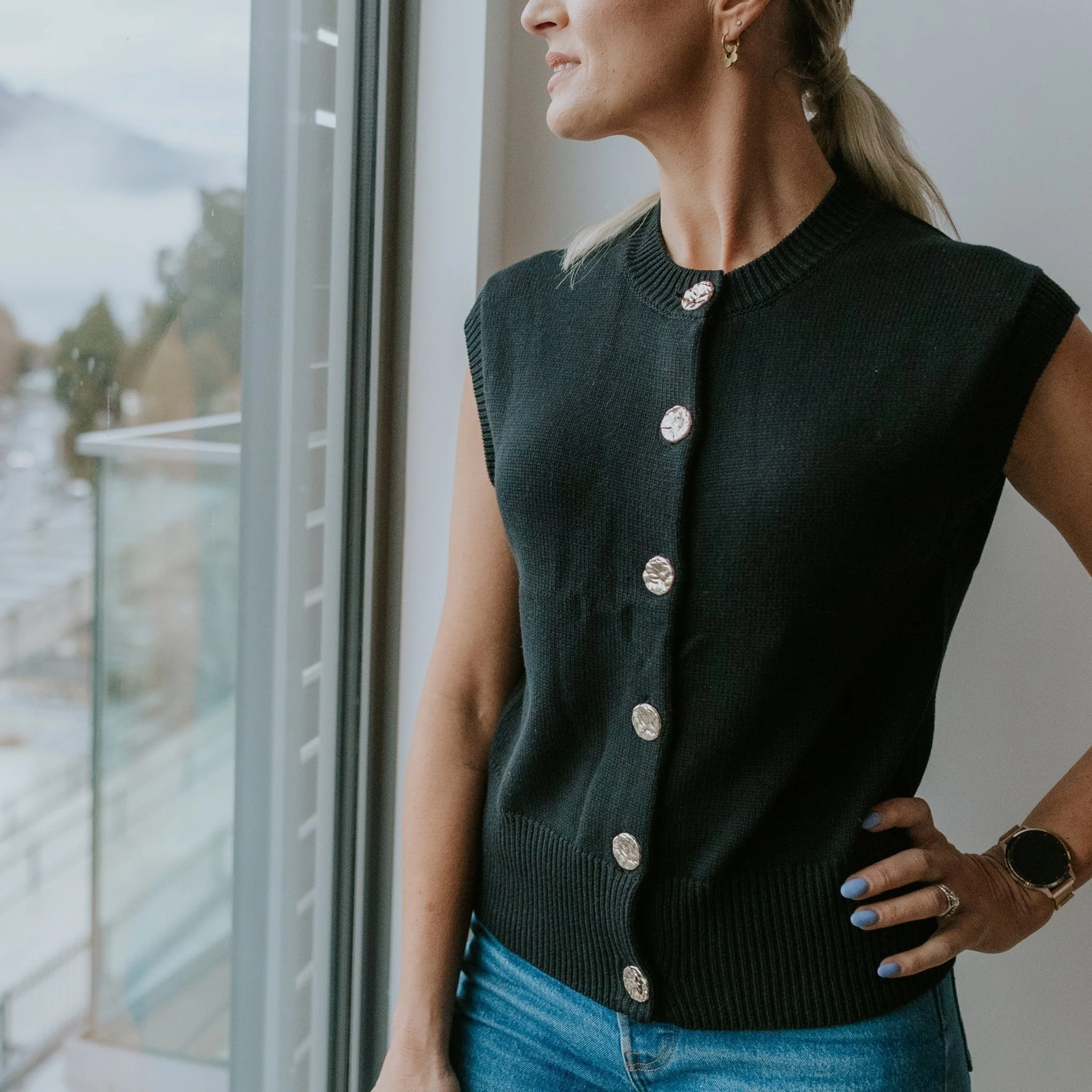 Chloe Knit Vest - Black - Image 3