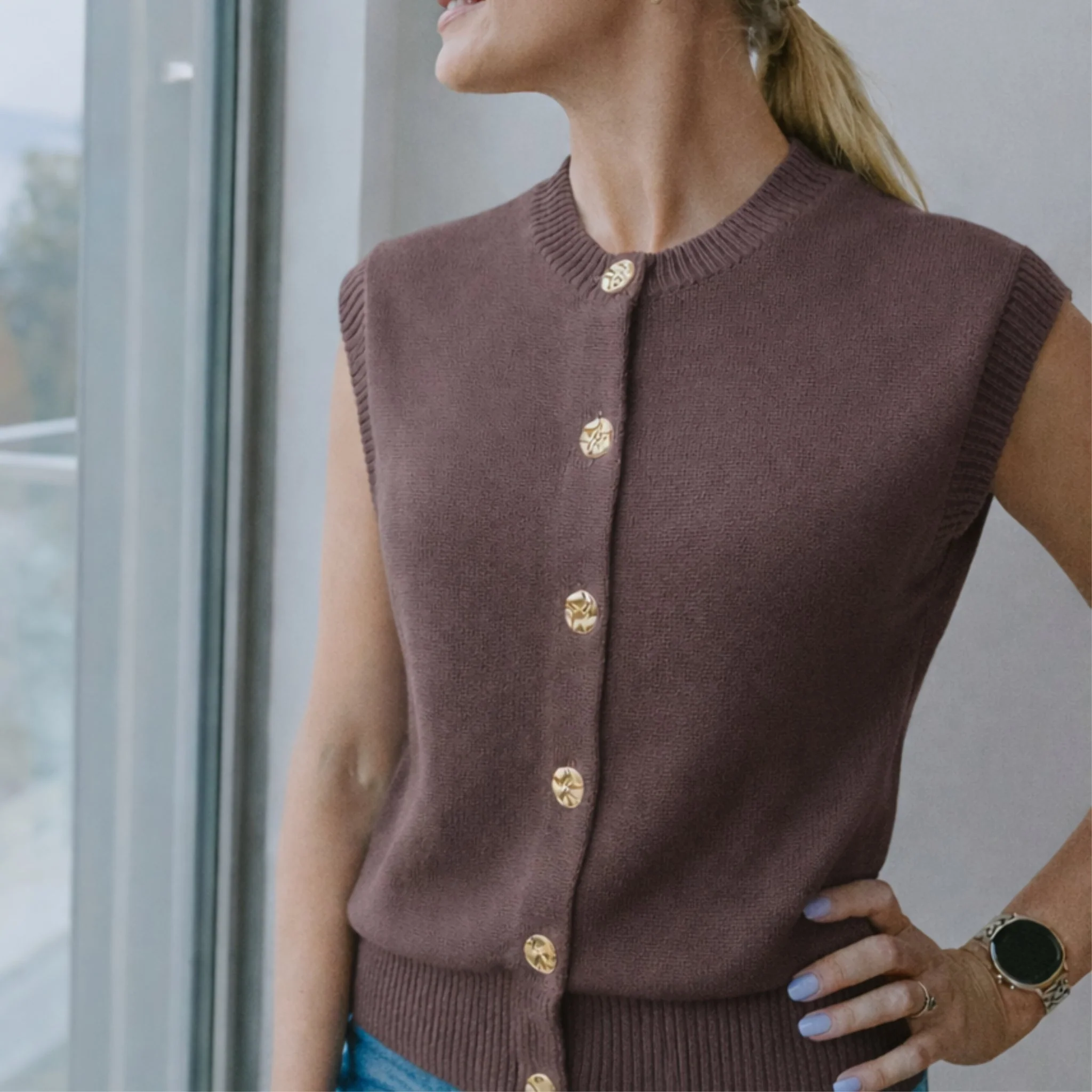 Chloe Knit Vest - Cocoa Powder - Image 3