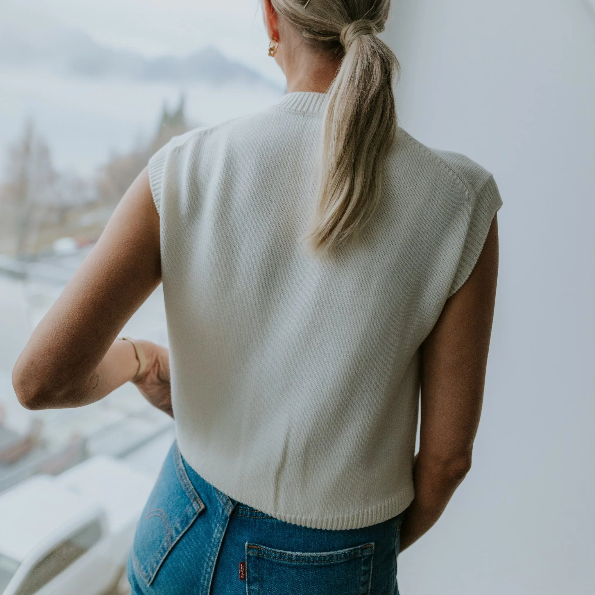 Chloe Knit Vest - Pearl - Image 4