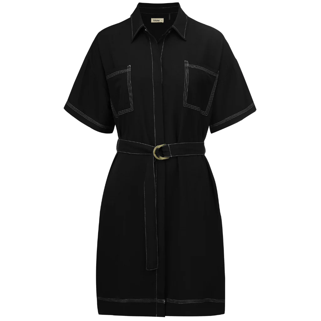 Cora Women's Viscose Blend Shirt Dress - Black