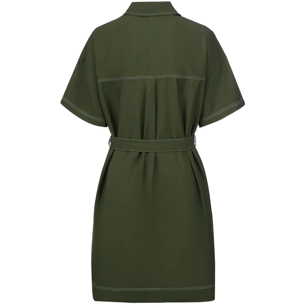 Cora Women's Viscose Blend Shirt Dress - Bonsai Green - Image 3