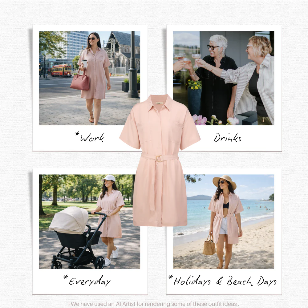 Cora Women's Viscose Blend Shirt Dress - Dusty Rose - Image 4