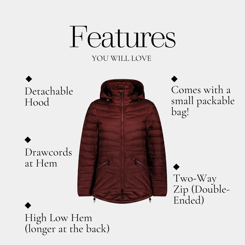 Cushla Women's 90/10 Packable Down Jacket - Cabernet - Image 3