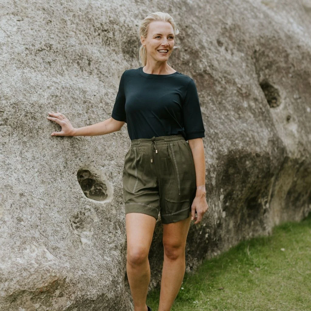 Dylan Women's Viscose Blend Shorts - Bonsai Green - Image 6