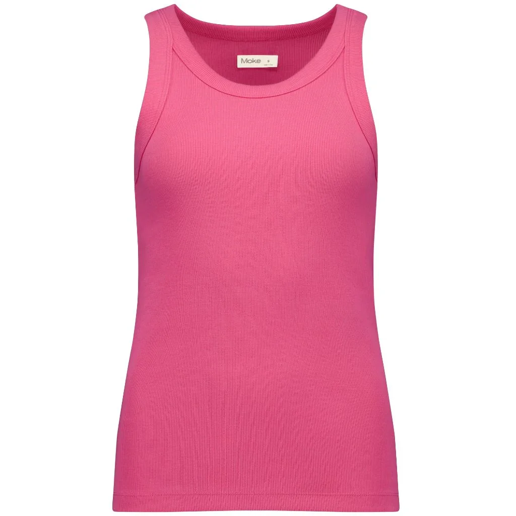 Eddie Women's Cotton Ribbed Tank - Hot Pink