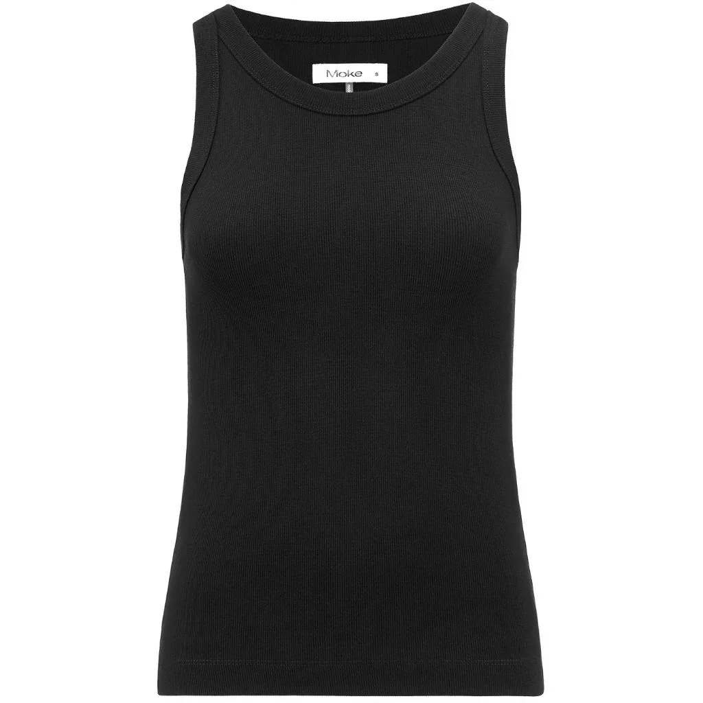 Ede Women's Cotton Rib Knit Tank | Black
