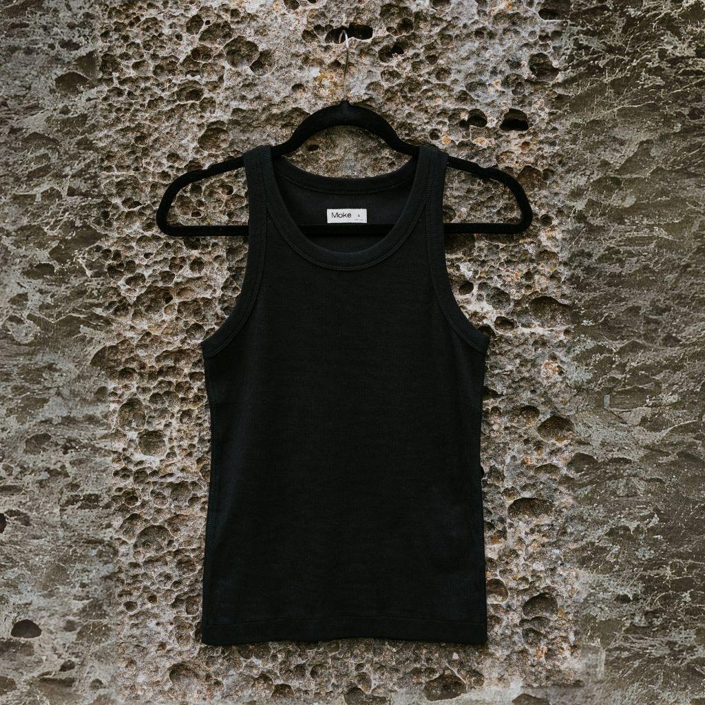 Ede Women's Cotton Rib Knit Tank | Black - Image 3