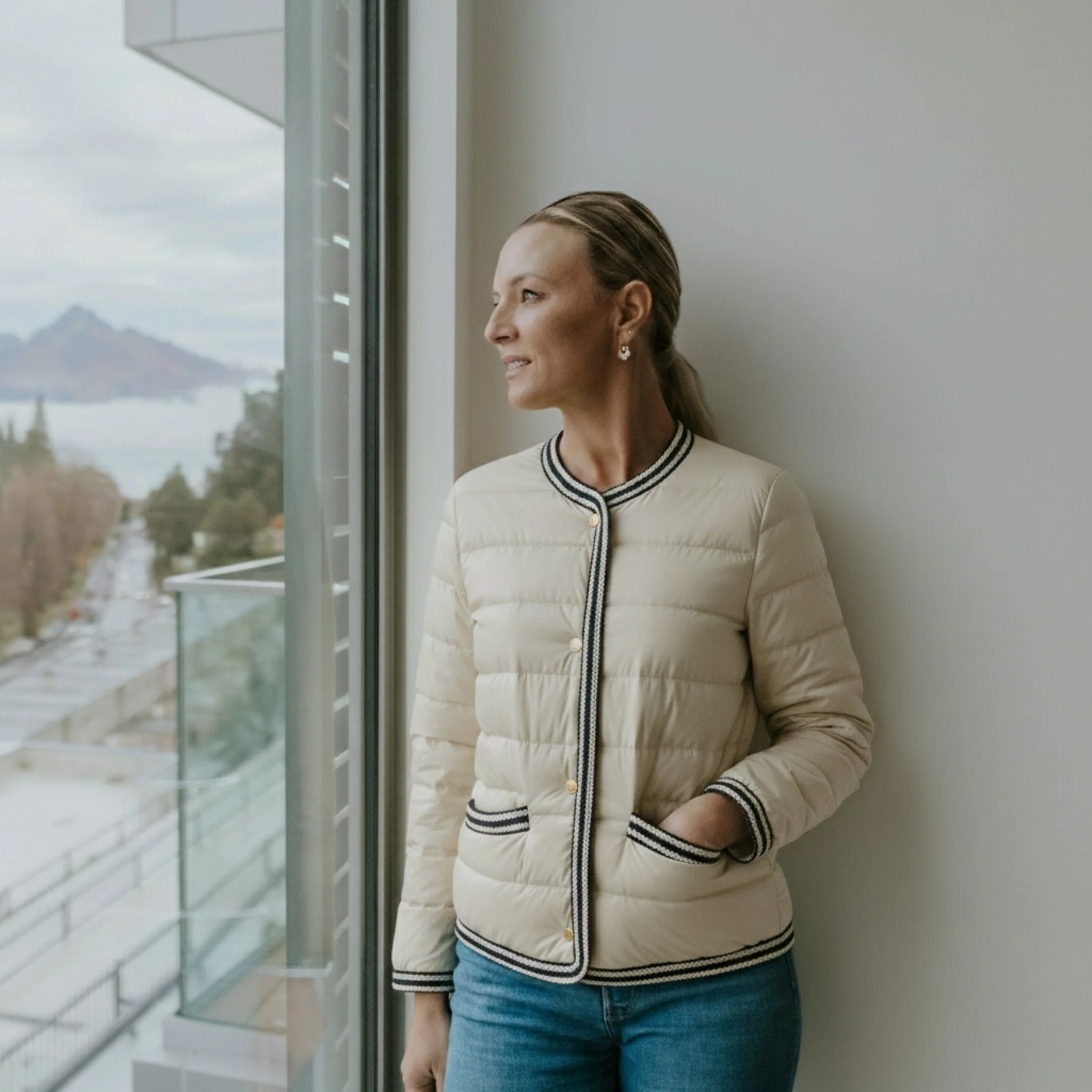 Fern Puffer Down Jacket - Cream - Image 3