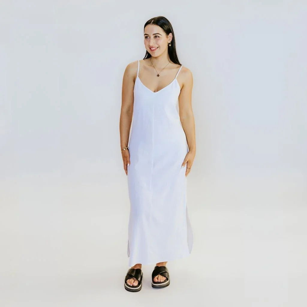Gina Women's Linen Slip Dress - White - Image 2