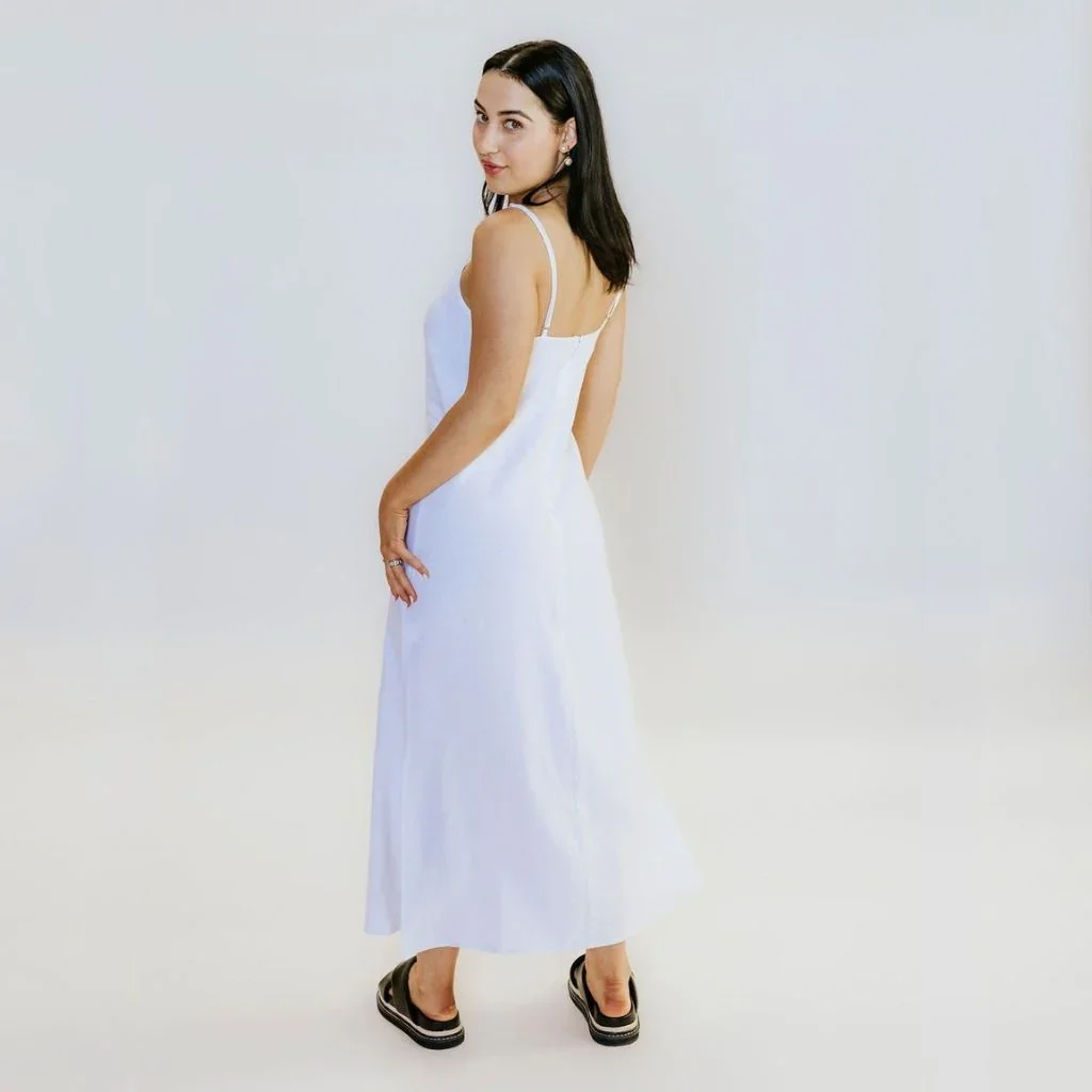 Gina Women's Linen Slip Dress - White - Image 3