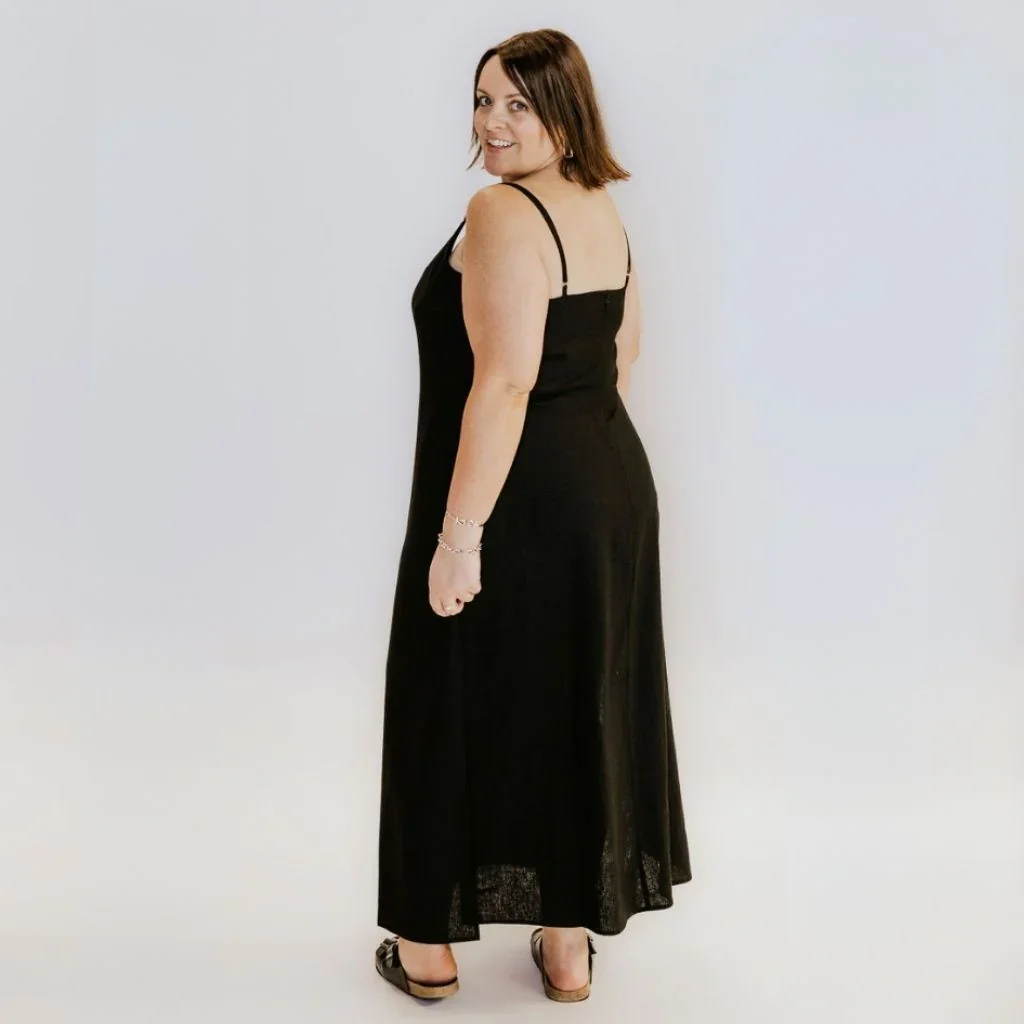 Gina Women's Linen Slip Dress - Black - Image 3