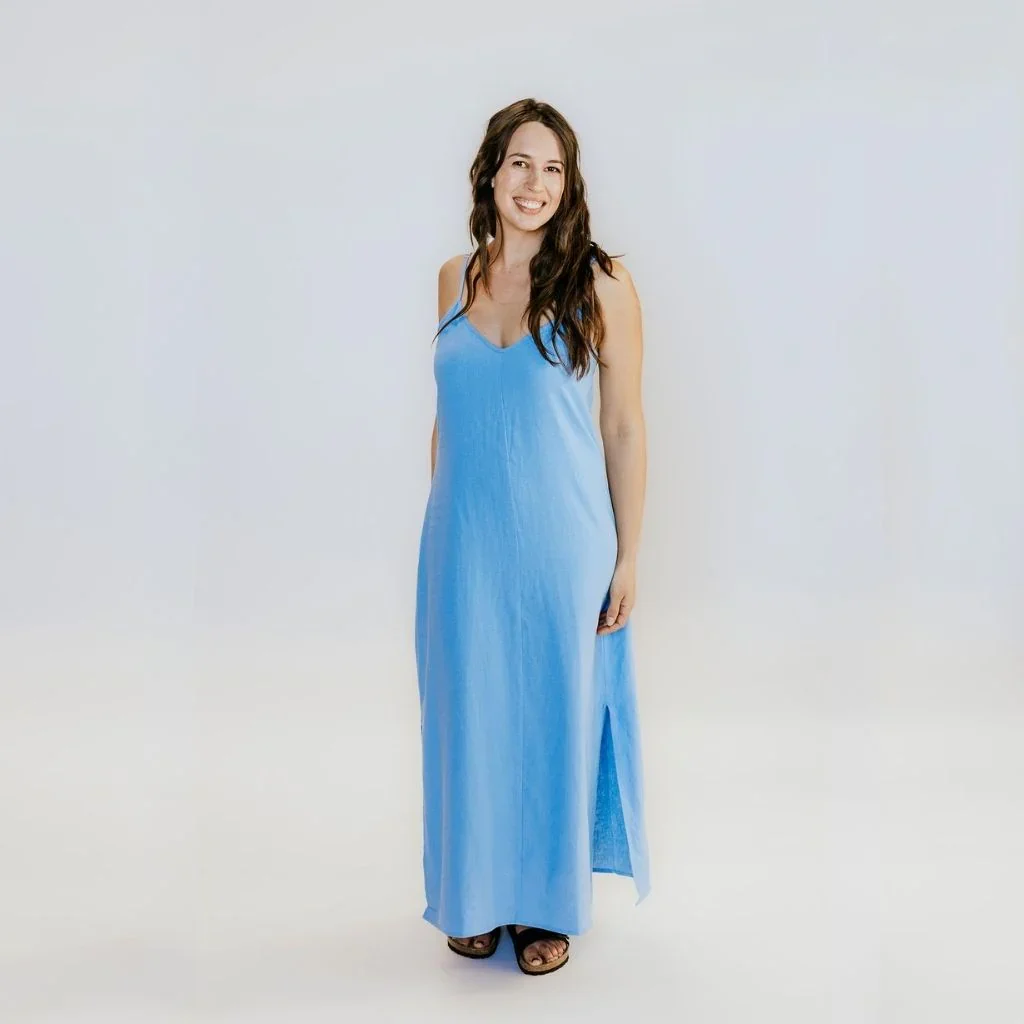 Gina Women's Linen Slip Dress - Pool Blue - Image 2