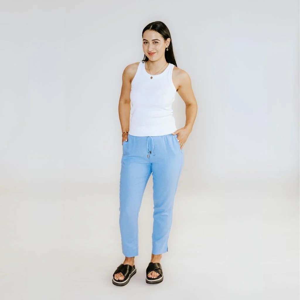 Goldie Women's Linen Pant - Pool Blue - Image 2