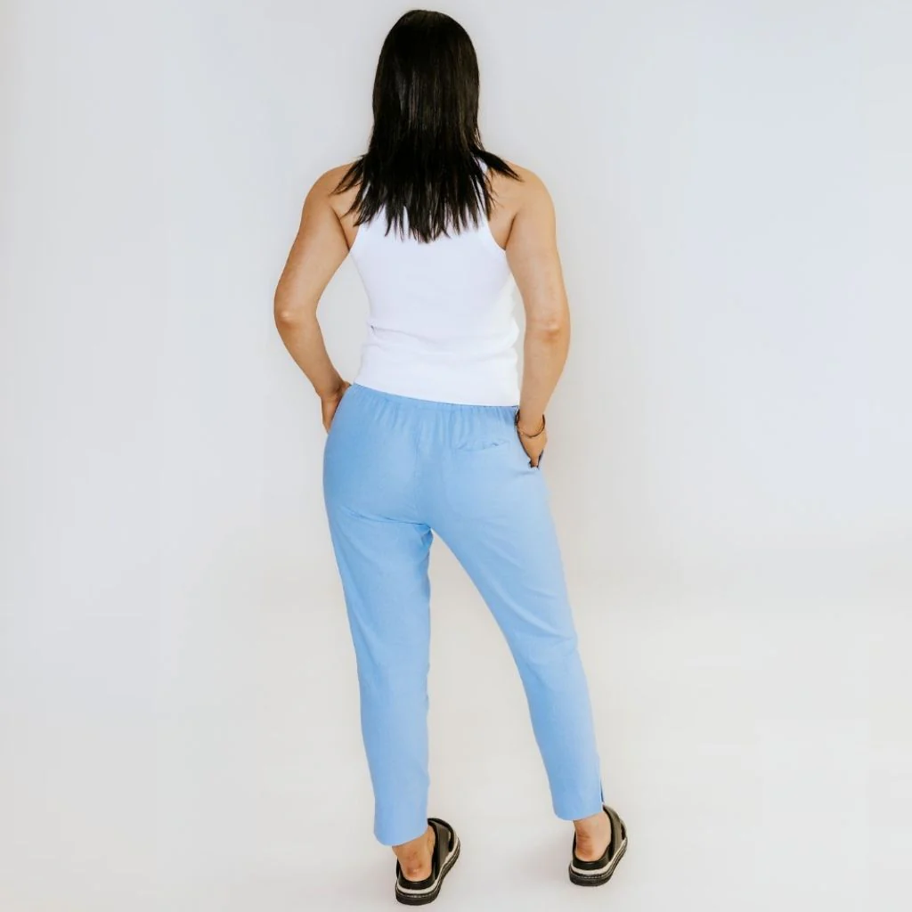 Goldie Women's Linen Pant - Pool Blue - Image 3