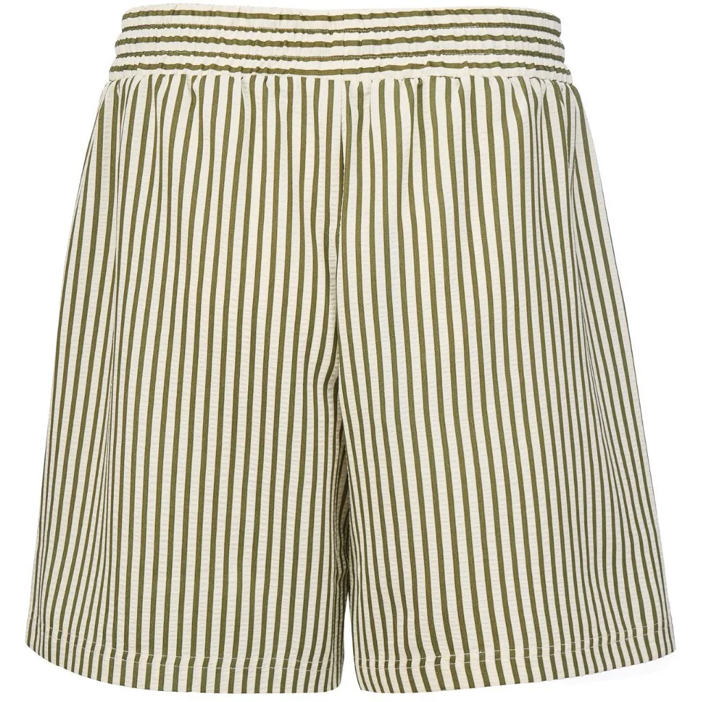 Hana Women's Stripe Boxer Shorts | Bonsai Green & White - Image 2
