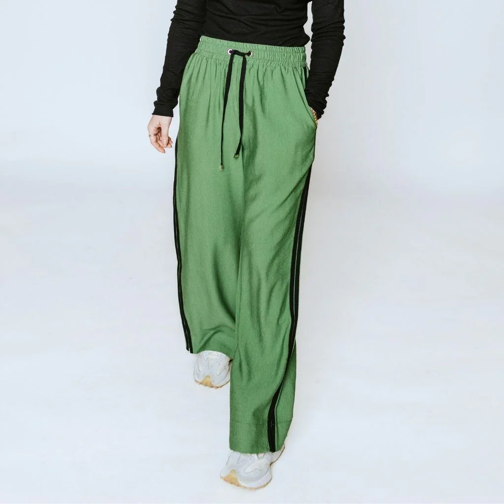 Indiana Women's Wide Leg Pants - Dill with Black - Image 3