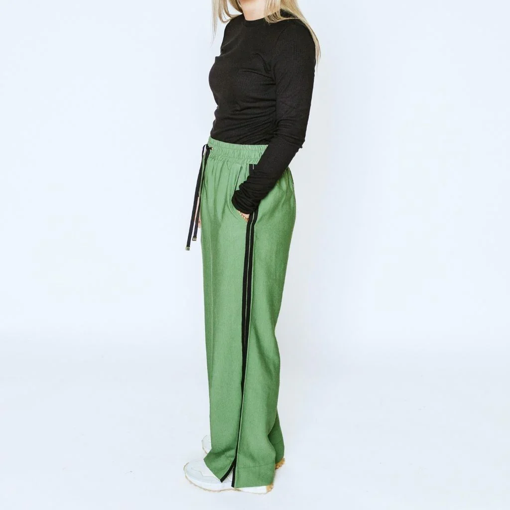 Indiana Women's Wide Leg Pants - Dill with Black - Image 4