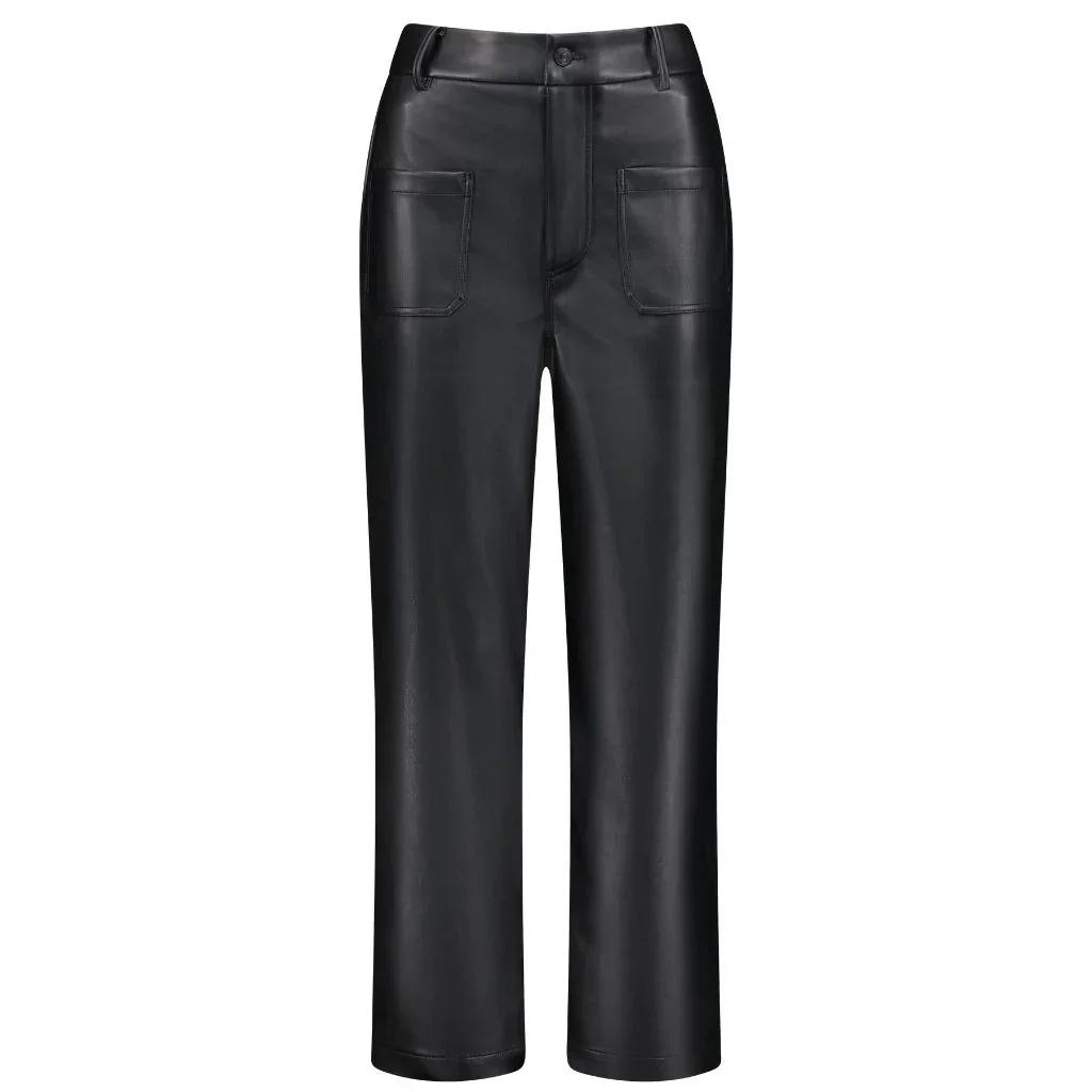 June Women's Faux Leather Pants - Black