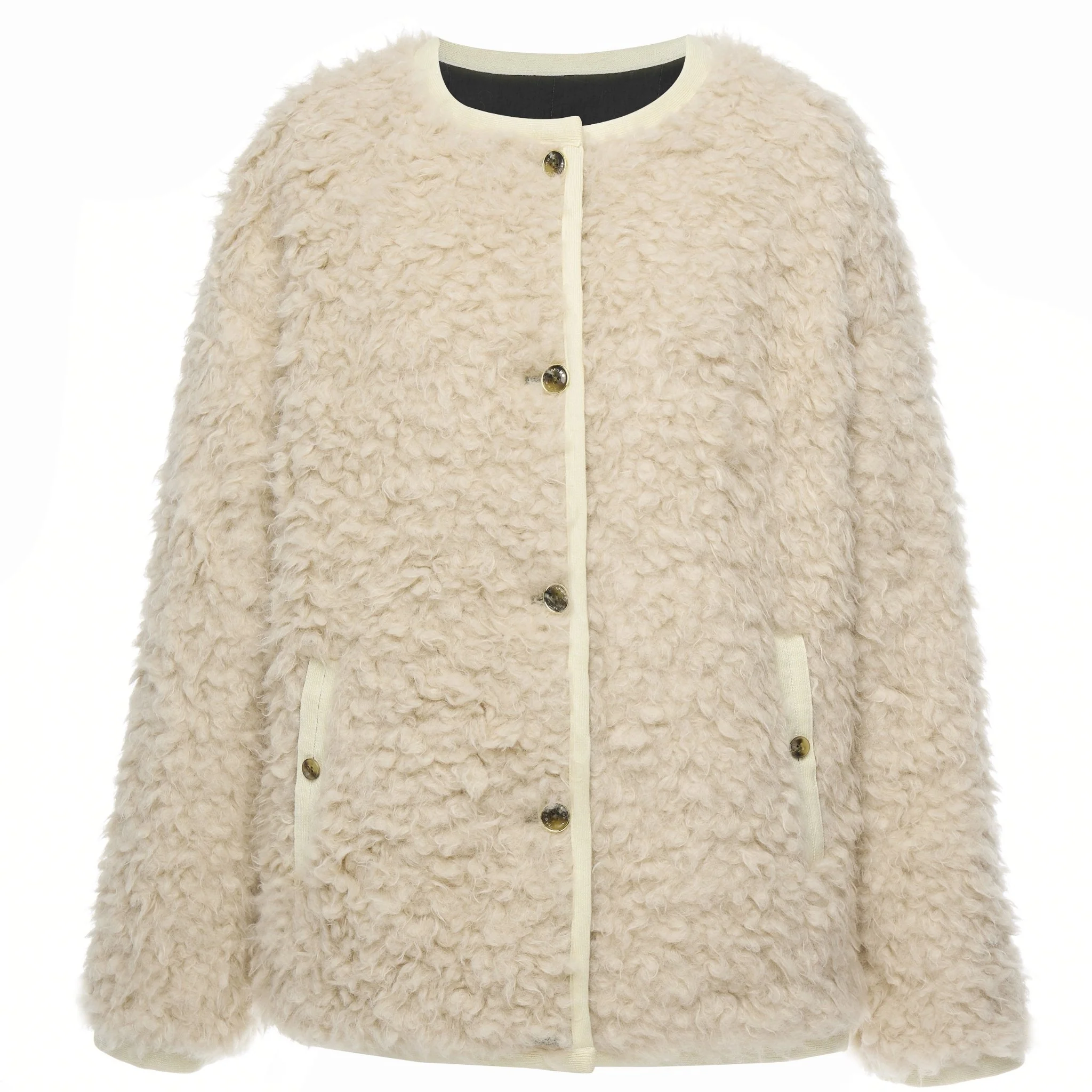 Juniper Reversible Faux Shearling Jacket - Black/Cream - Image 8