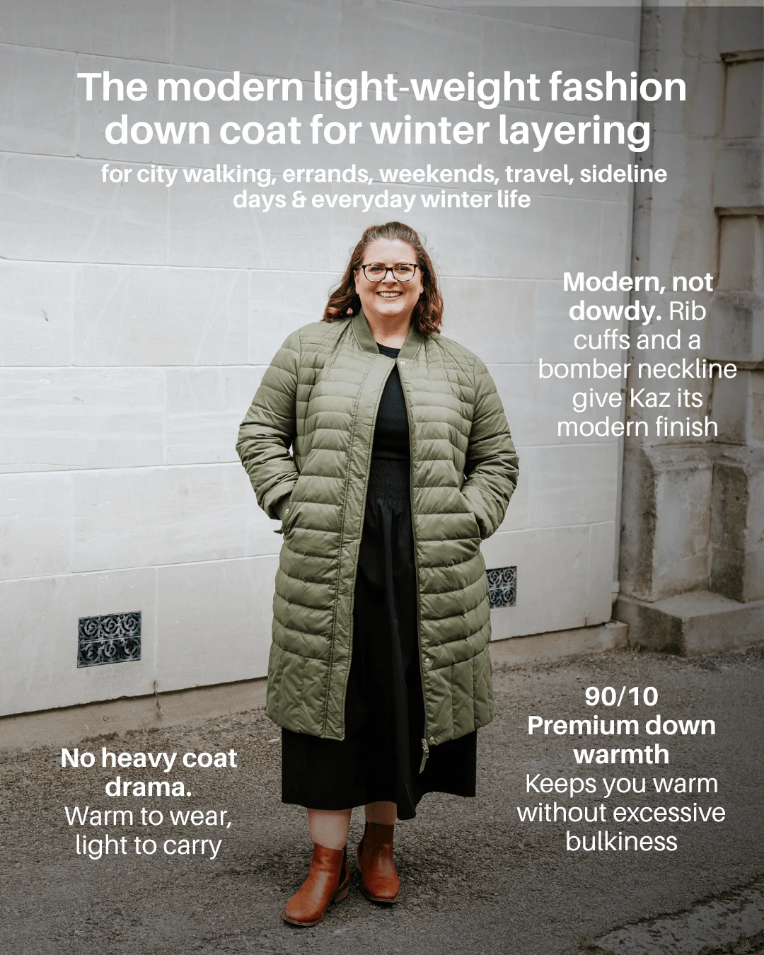 Kaz Puffer Down Coat - Olive Green - Image 8