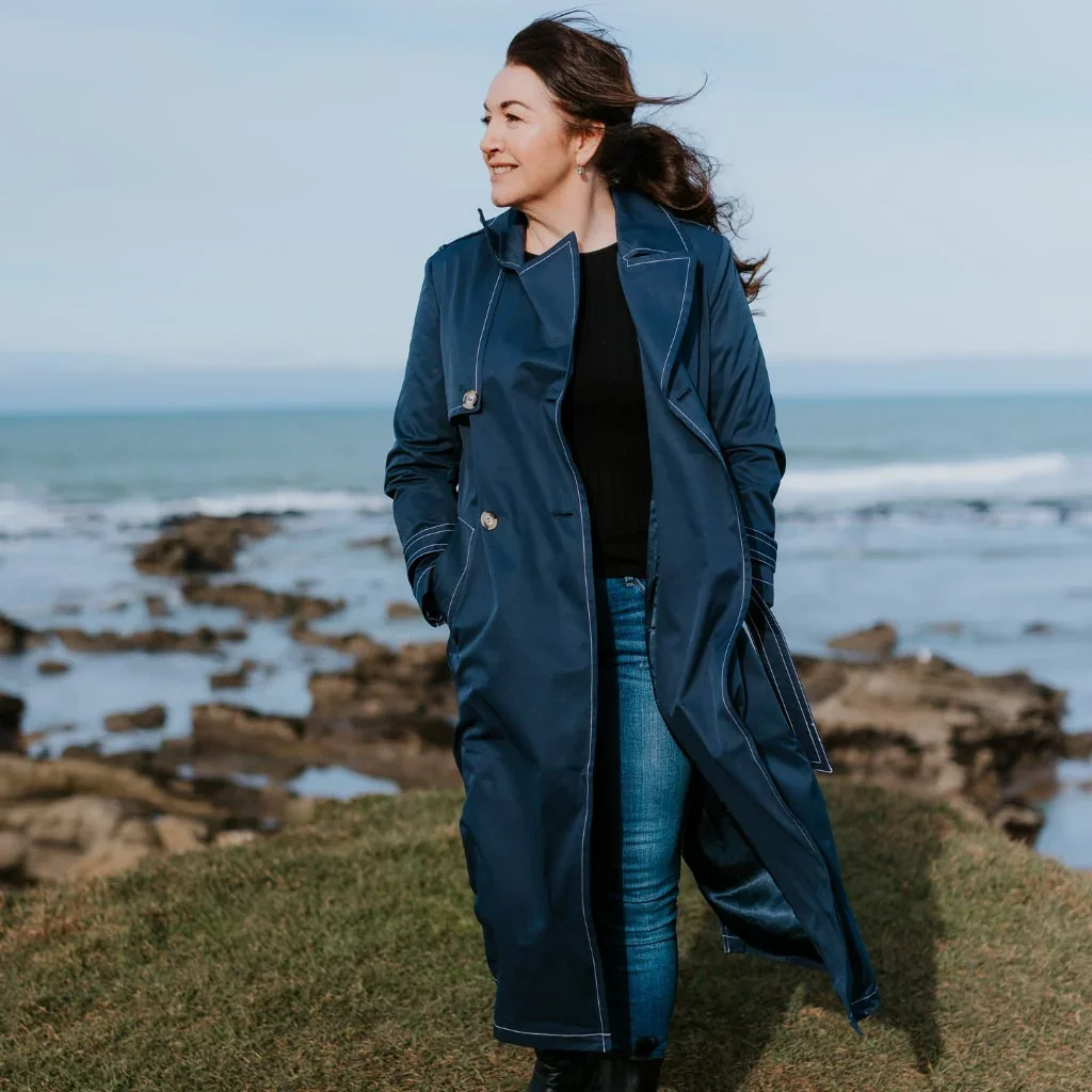 Kim Women's Trench Raincoat - Navy - Image 3