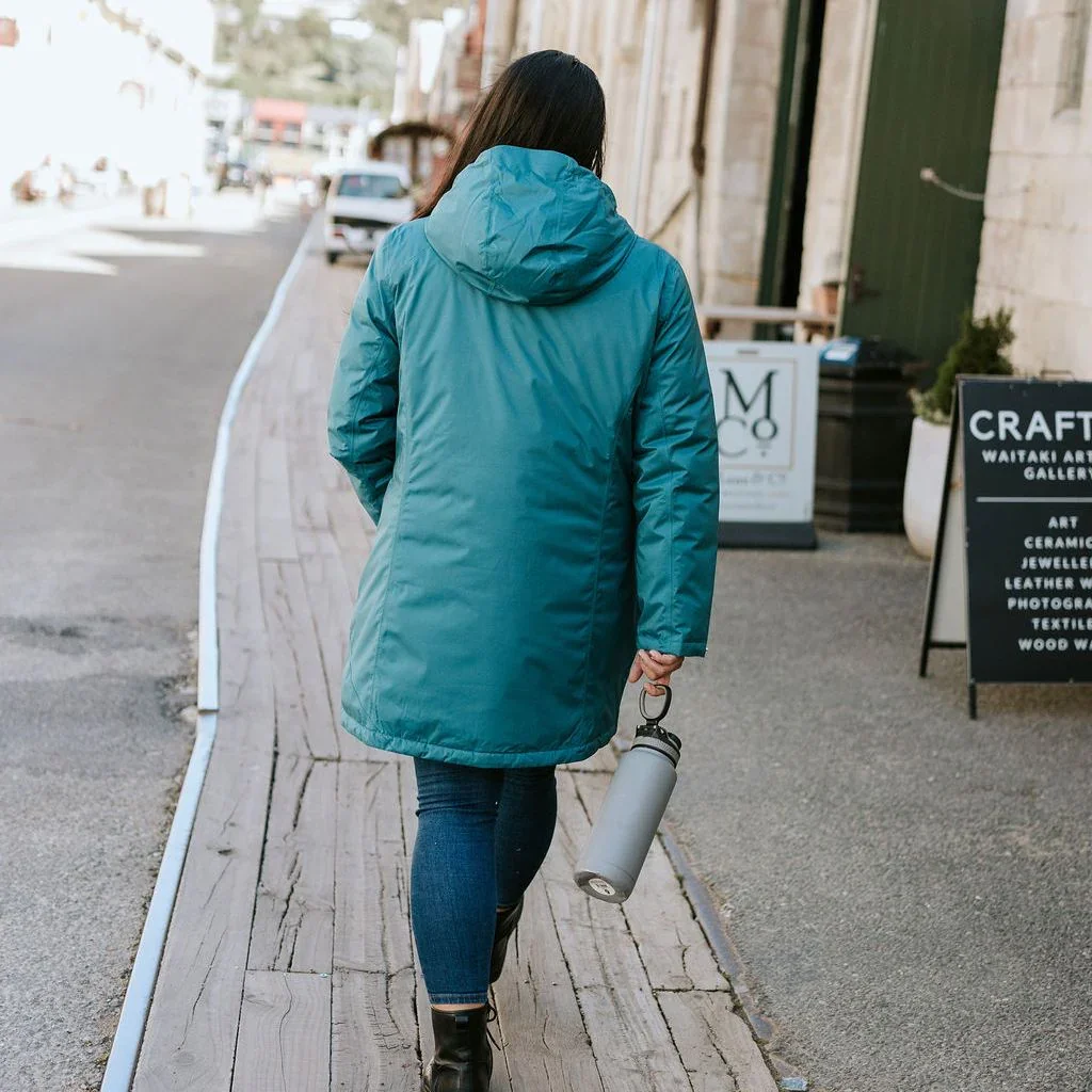 Leila Women's Waterproof Down Coat - Teal - Image 4