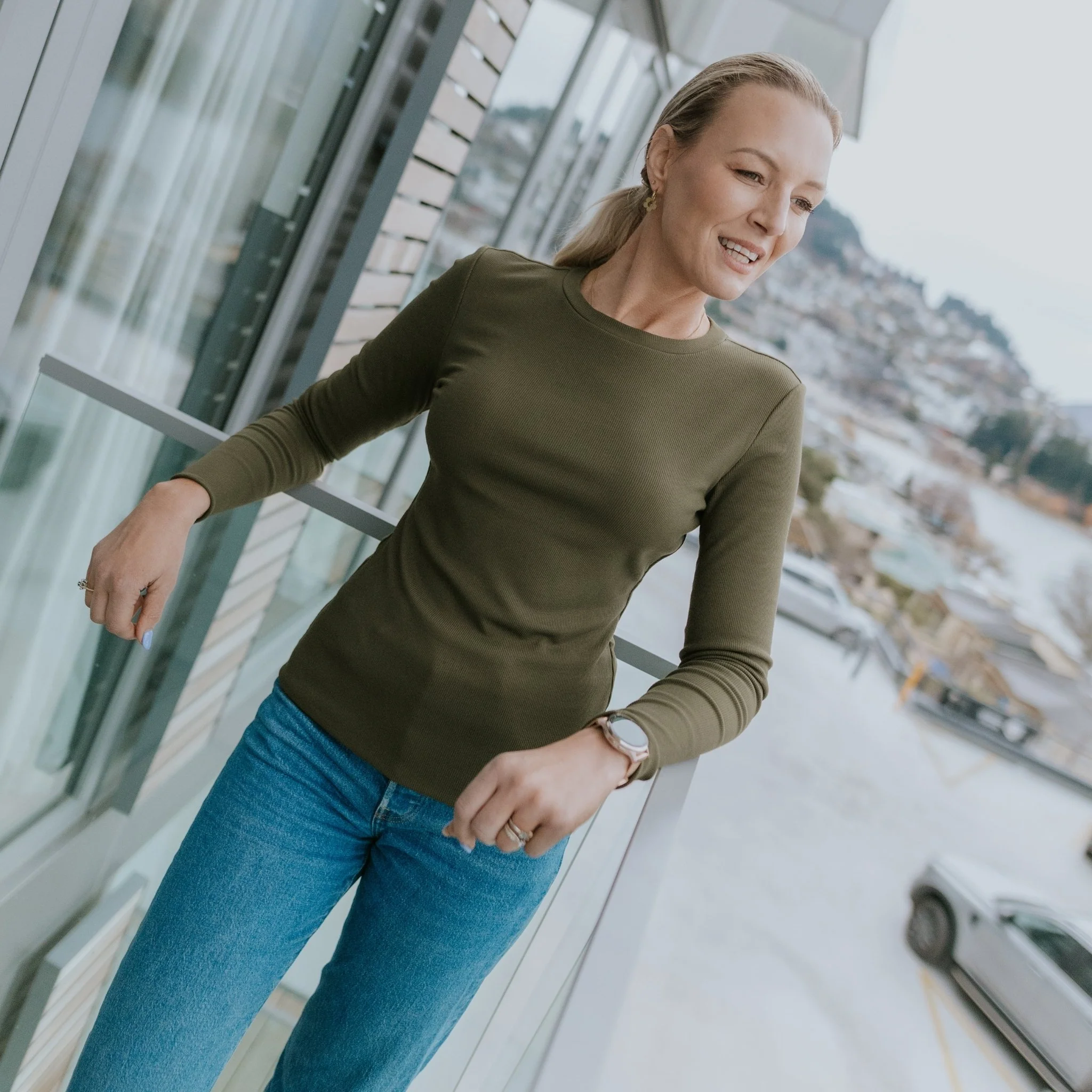 Lina Long Sleeve Ribbed Top - Bonsai - Image 3