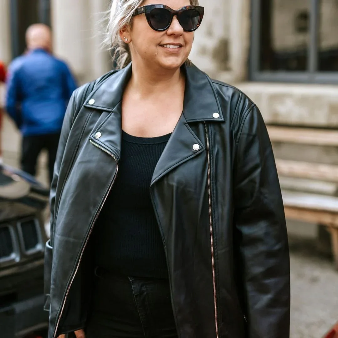 Lou Women's Faux Leather Biker Jacket - Black - Image 3