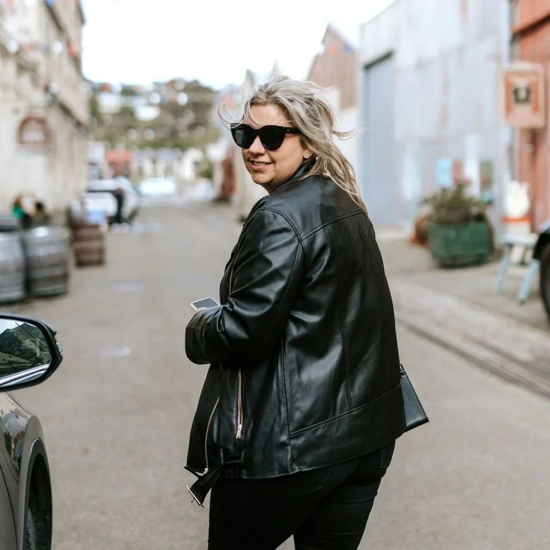 Lou Women's Faux Leather Biker Jacket - Black - Image 4