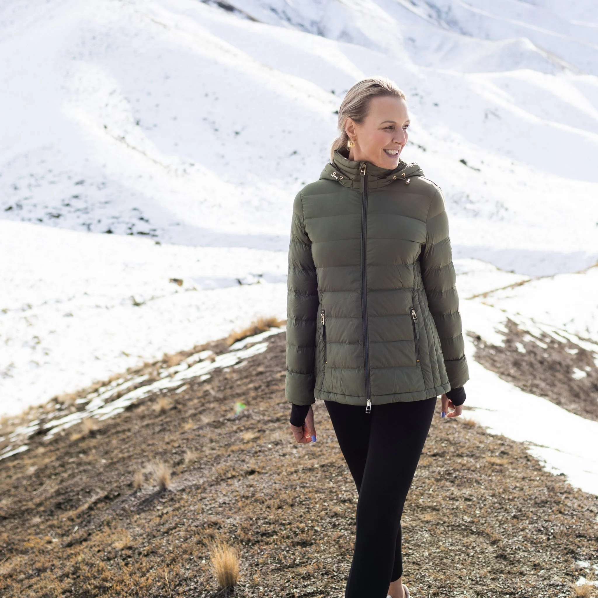 Lucy Packable Puffer Down Jacket - Olive Green - Image 5