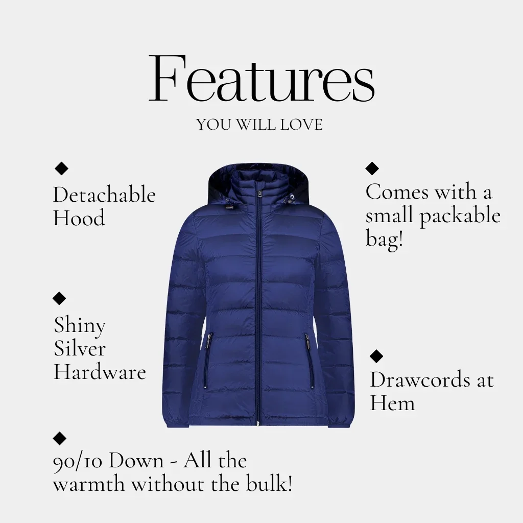 Lynnette Women's 90/10 Packable Down Jacket - Moonlight - Image 3