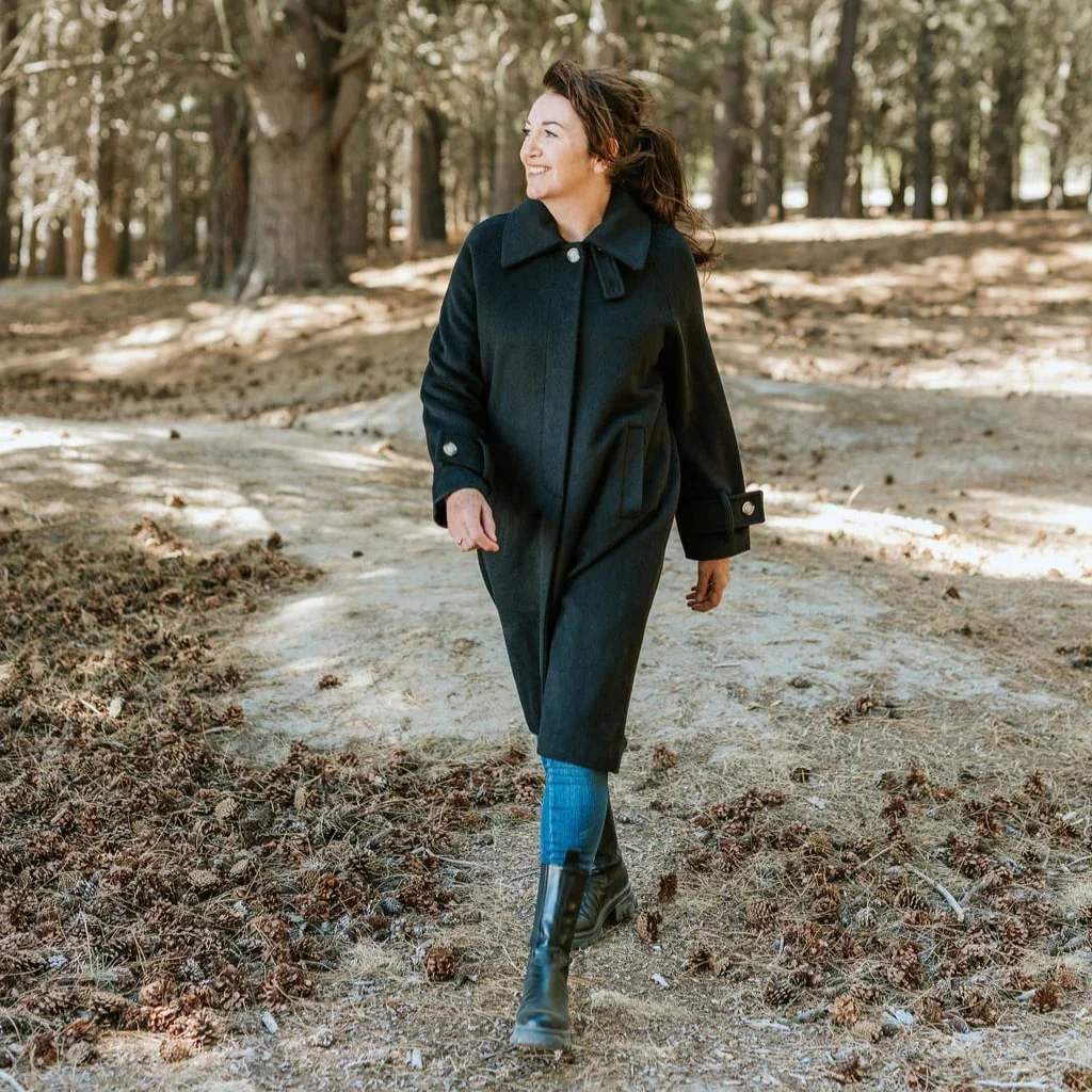 Maddie Women's Wool Coat - Black - Image 2