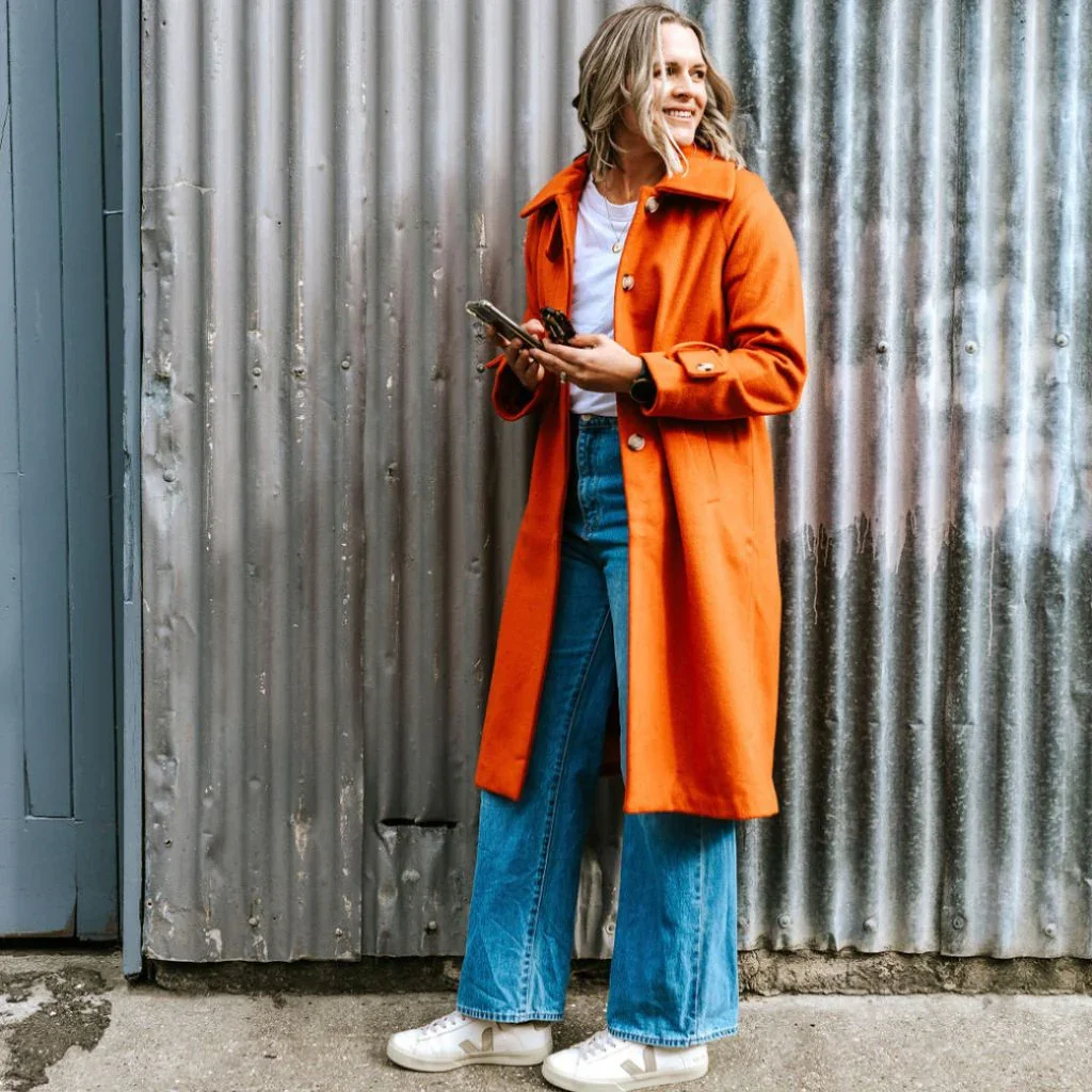 Maddie Women's Wool Coat - Pumpkin - Image 3