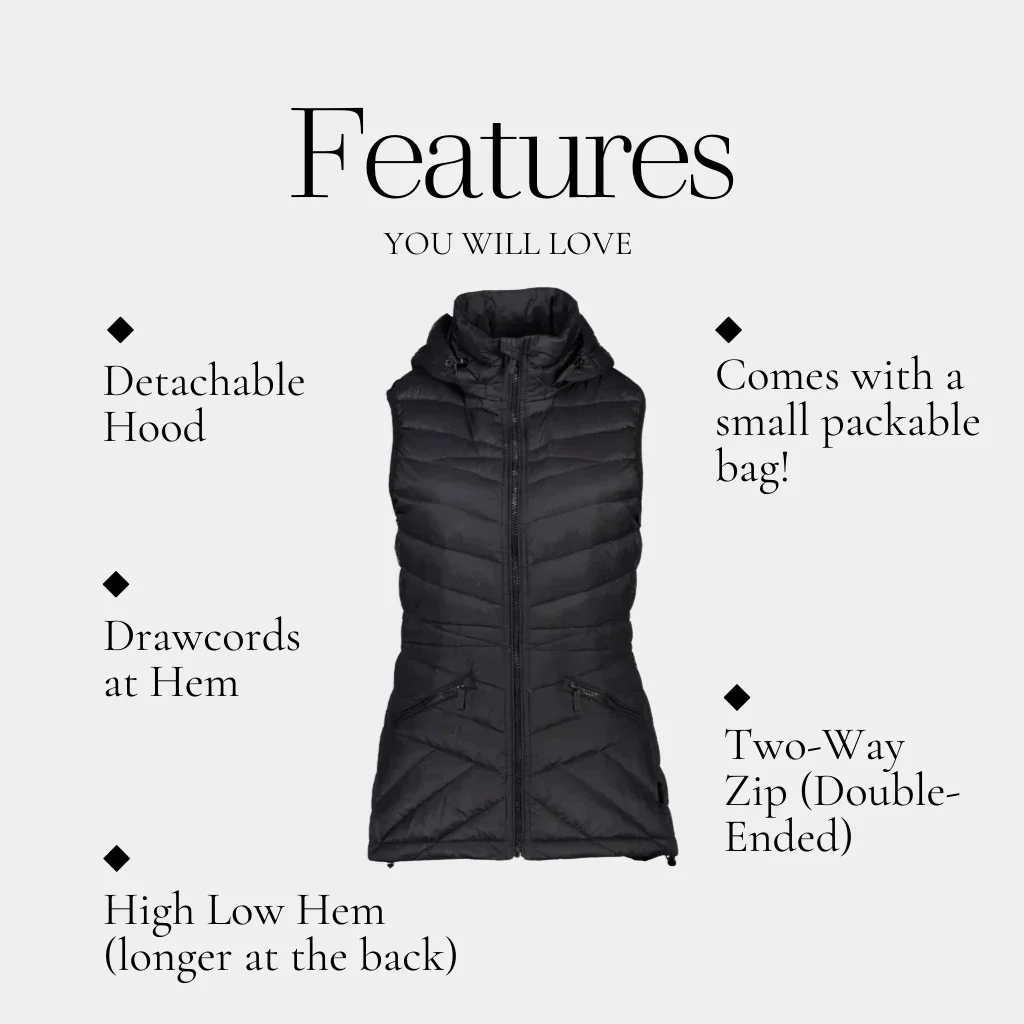 Mary-Claire 90/10 Packable Down Vest - Black - Image 3