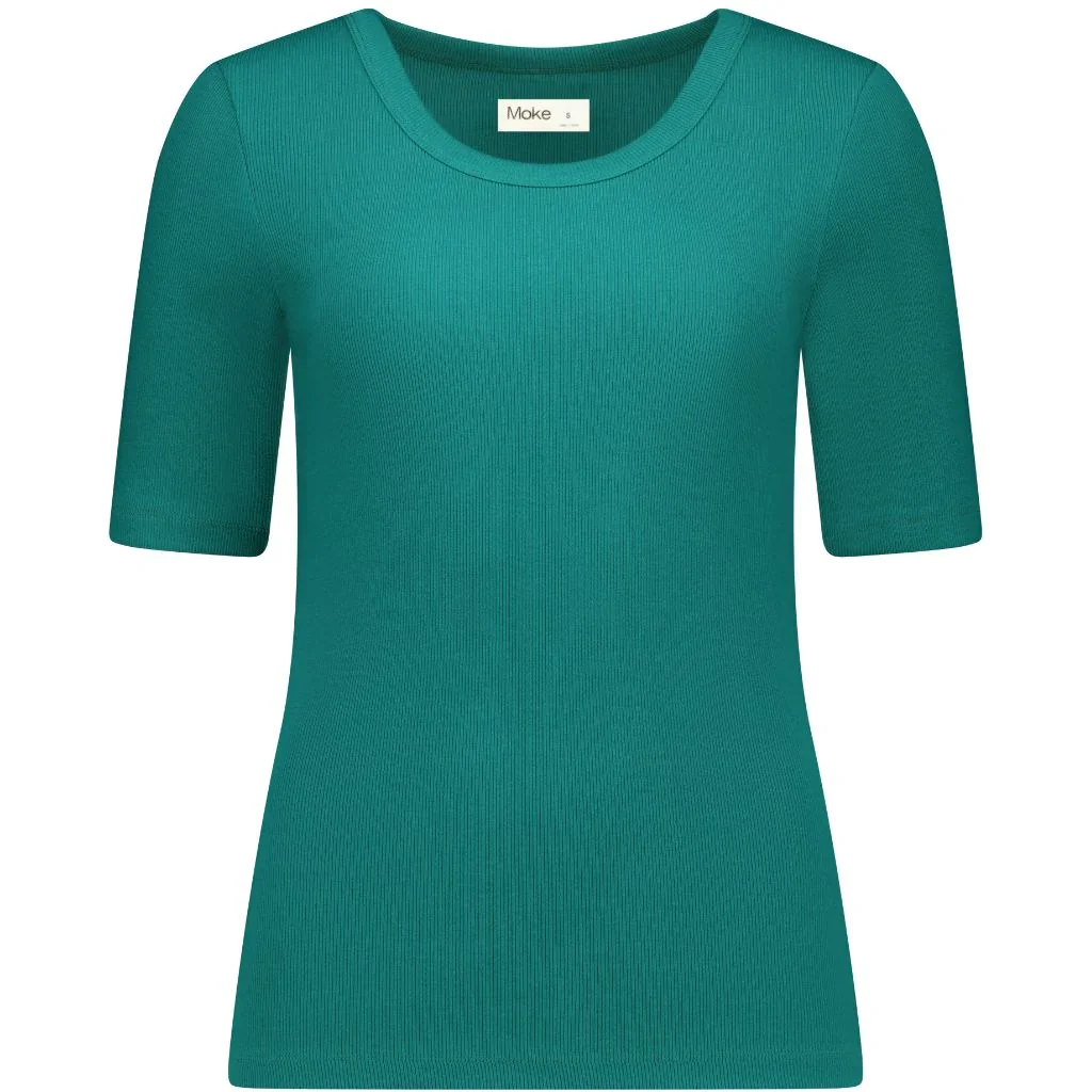 Meme Women's Cotton Ribbed Tee - Dynasty Green