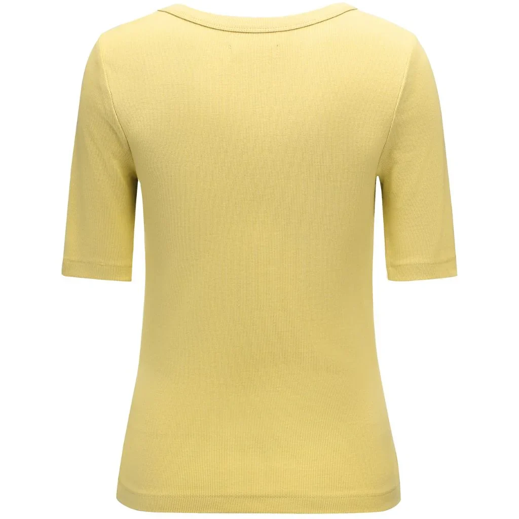 Mezz Women's Cotton Rib Knit T-Shirt | Lemongrass - Image 2