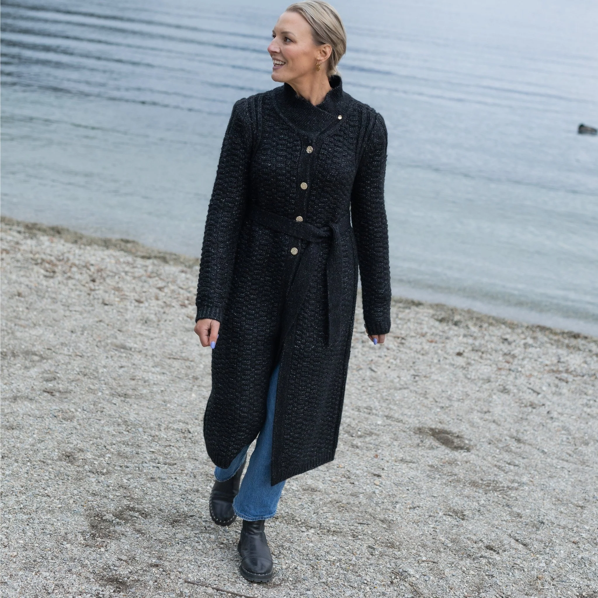 Naomi Long Knit Coatigan - Black - Image 3