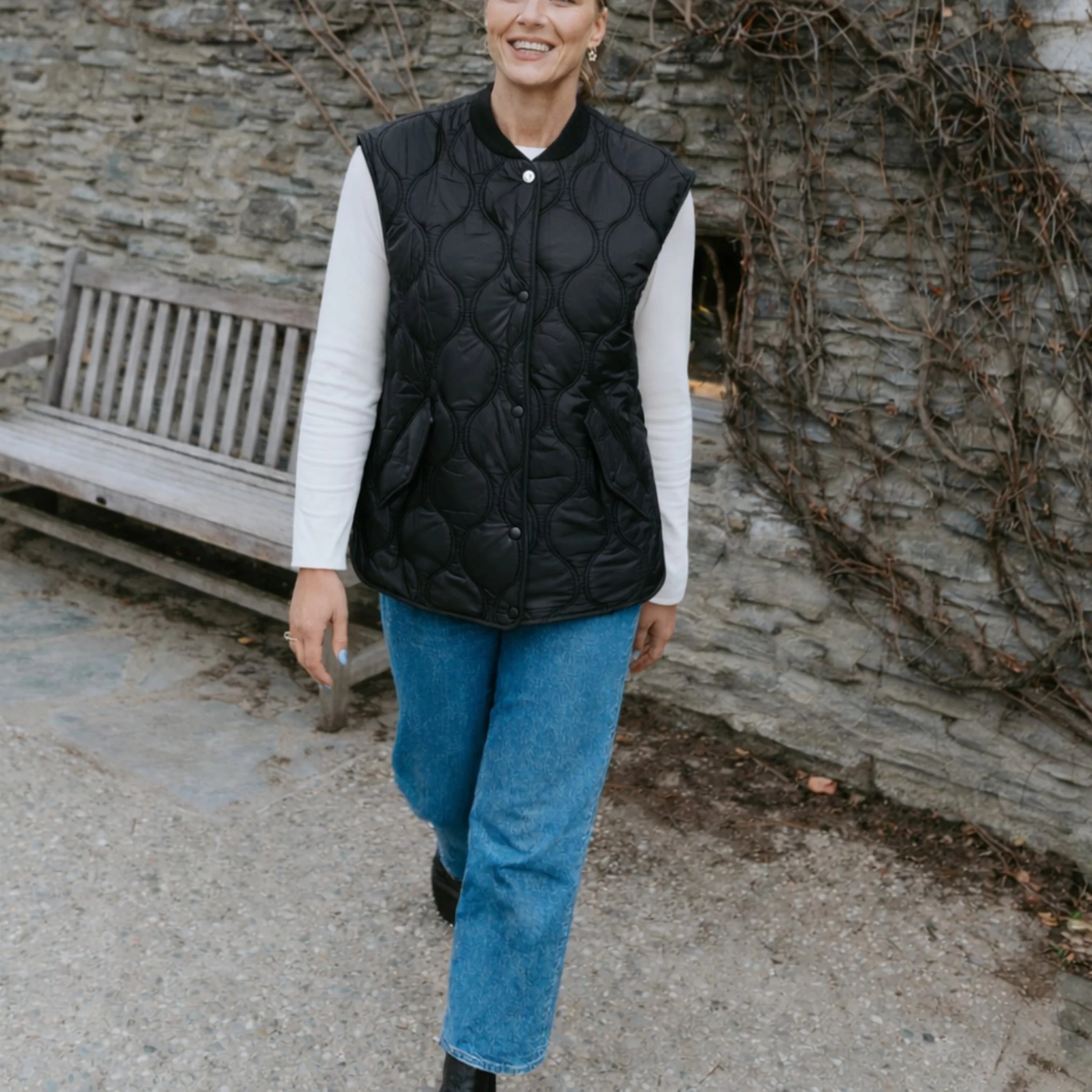 Neve Quilted Vest - Black - Image 3