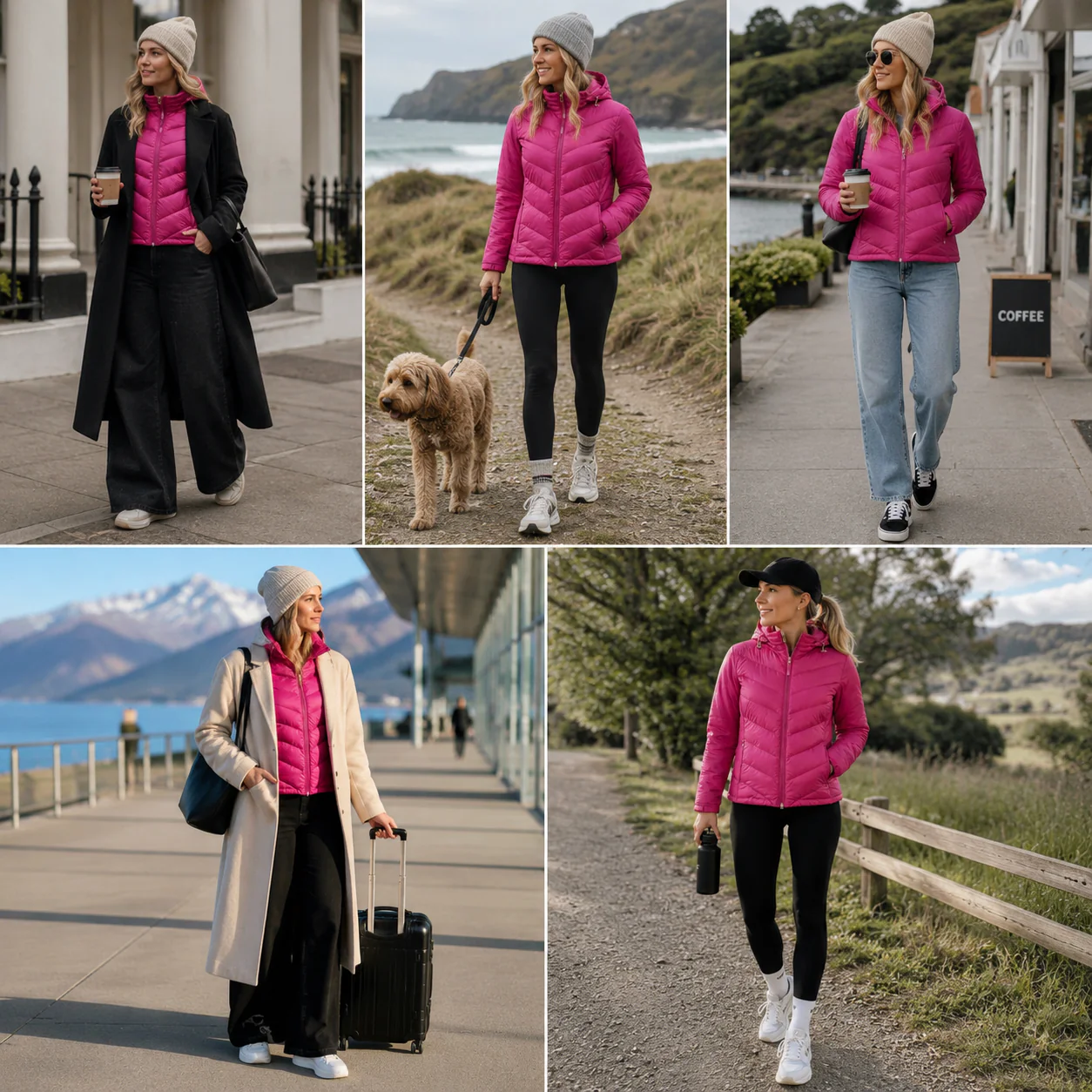 Olive 90/10 Packable Down Puffer Jacket - Rose Violet - Image 5