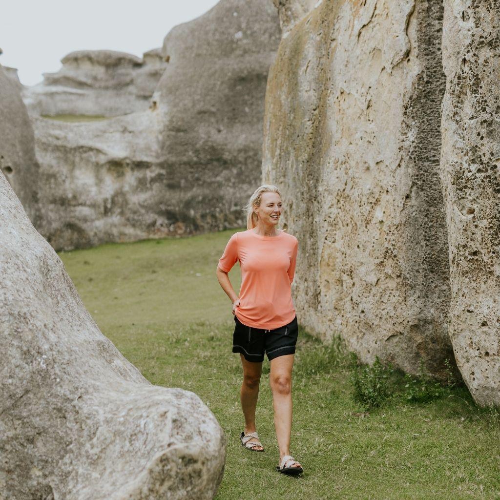 Ruby Women's Modal Tee | Sunset Coral - Image 3
